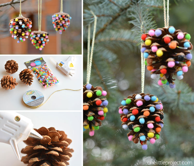 Pom Poms and Pinecones Christmas Ornaments 25 easy DIY Christmas decor NoBiggie