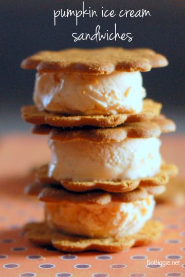 pumpkin ice cream sandwiches - an easy Fall treat | NoBiggie.net