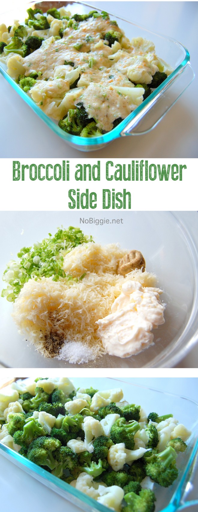 Broccoli and Cauliflower + Swiss Cheese side dish | NoBiggie.net