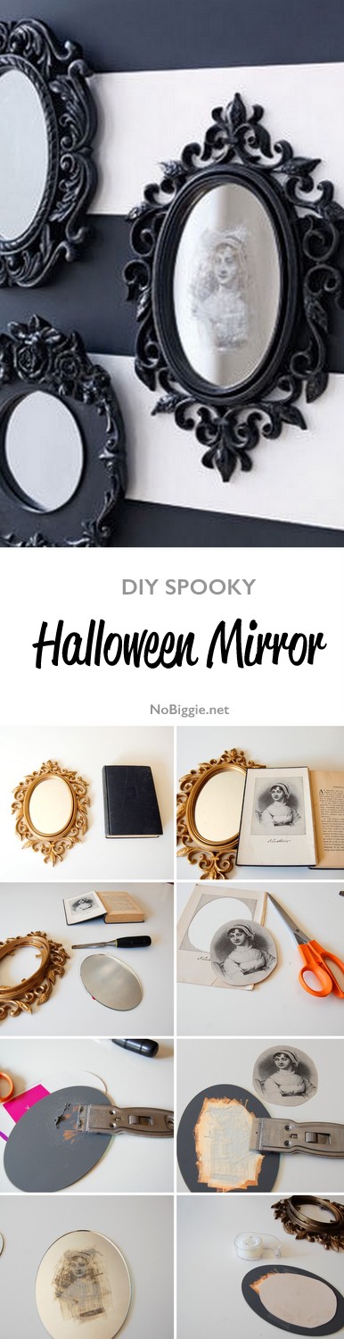 DIY spooky Halloween Mirror | get the full tutorial on NoBiggie.net