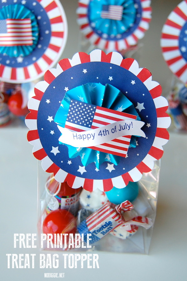 Free Printable Treat Bag Topper | 25+ 4th of July Party Ideas