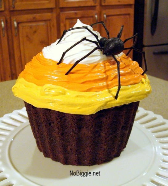 Giant Halloween Candy Corn Cupcake | NoBiggie.net