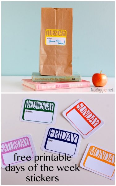 Days of the week (free printable) + silhouette file