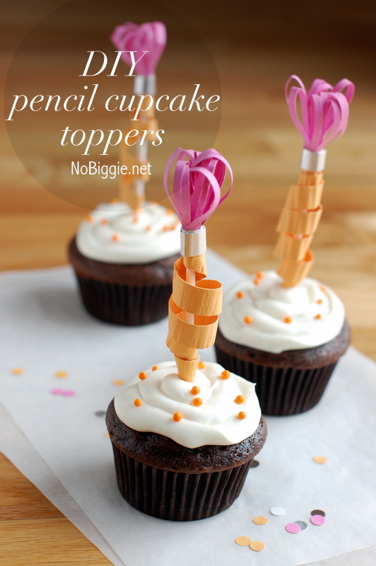 DIY pencil cupcake toppers | NoBiggie.net