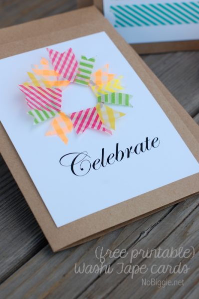 Washi Tape Cards (free printable) | NoBiggie