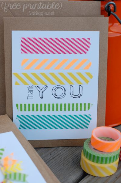 Washi Tape Cards (free printable) | NoBiggie