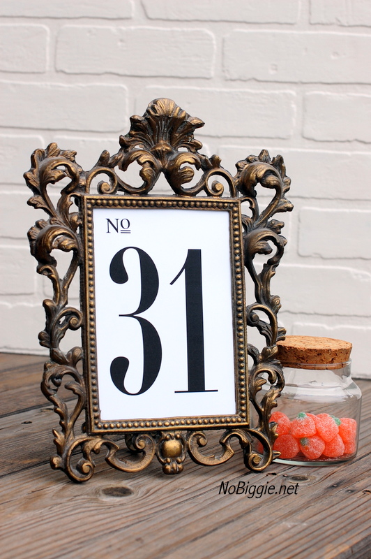 free printable table numbers for holidays and weddings (1-31) | NoBiggie.net