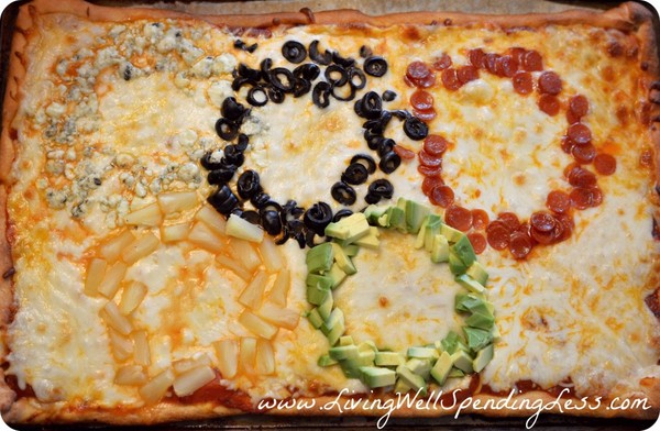 Olympic rings pizza