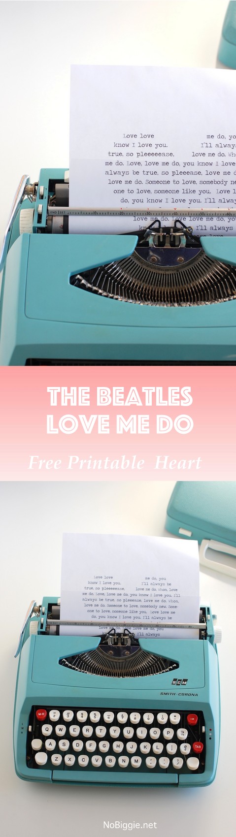 The Beatles - Love Me Do in a printable heart | NoBiggie.net