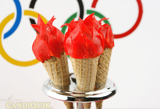 olympic torch cake pops