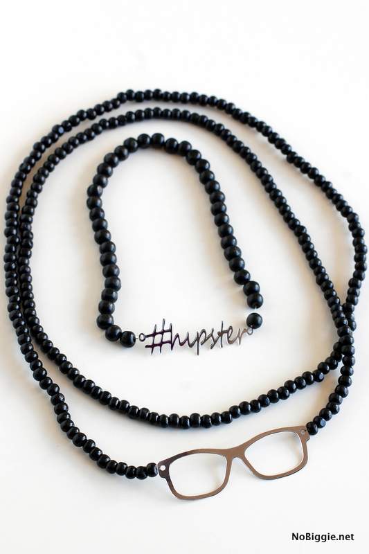 hipster necklace and bracelet made with the #Cricut_Explore | NoBiggie.net