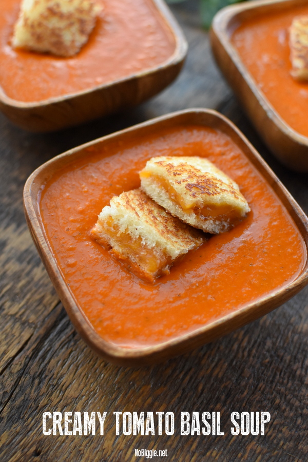 creamy tomato basil soup with fresh tomatoes