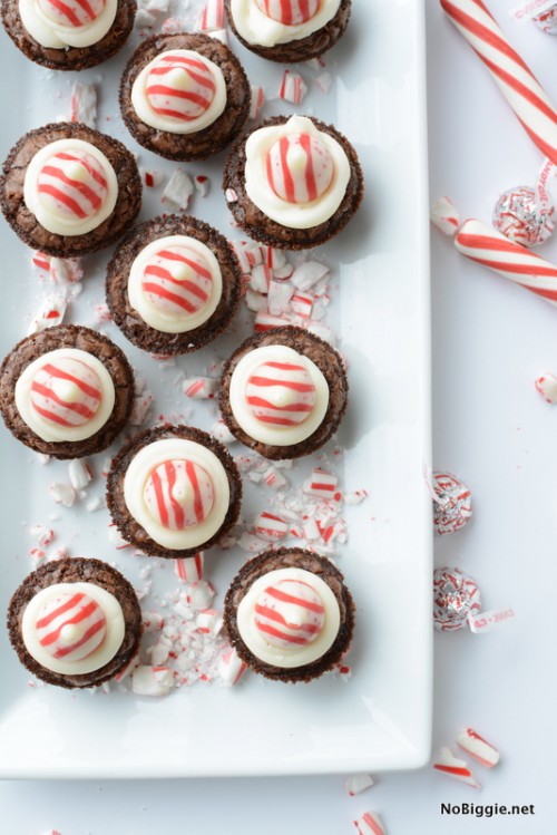 Candy Cane Kiss Brownie Bites