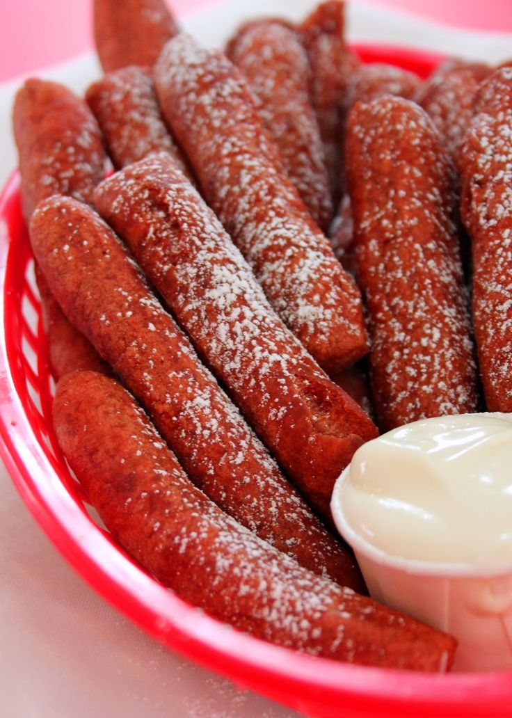 Red Velvet Donut Fries with Cream Cheese Dip | 25+ Red Velvet Recipes