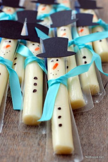 String Cheese Snowmen | 25+ Indoor Winter Activities for kids