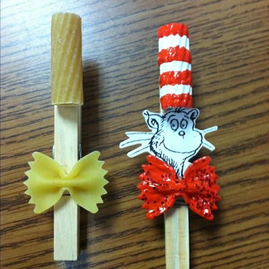 Cat in the Hat Clothespin Craft | 25+ Dr. Seuss Party Ideas