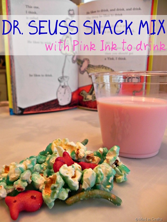 Dr. Seuss Snack Mix and Pink Ink | 25+ Dr. Seuss Party Ideas