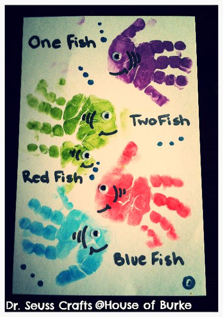 One Fish Two Fish Handprint Craft | 25+ Dr. Seuss Party Ideas