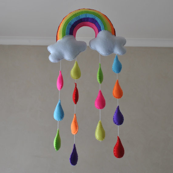 Rainbow and Raindrop mobile wall hanging | 25+ Rainbow crafts, food and more