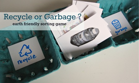 Recycling or Garbage earth friendly sorting game | 25+ ways to celebrate Earth Day