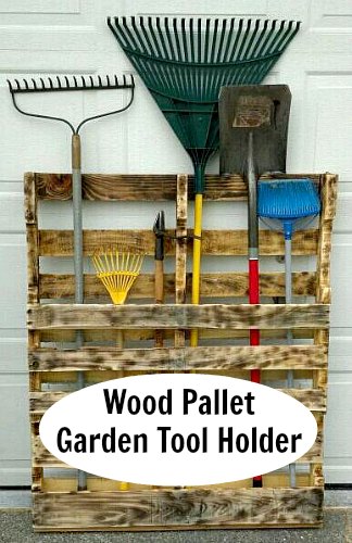 Wood Pallet Garden Tool Holder | 25+ garden pallet projects