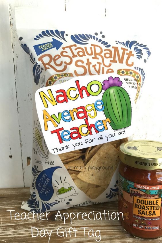 Nacho Average Teacher printable gift tag | 25+ Teacher Appreciation gift ideas