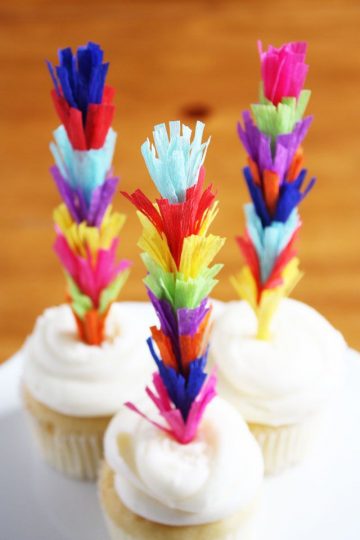Tall Fringe Cupcake Toppers | 25+ Cinco de Mayo Ideas
