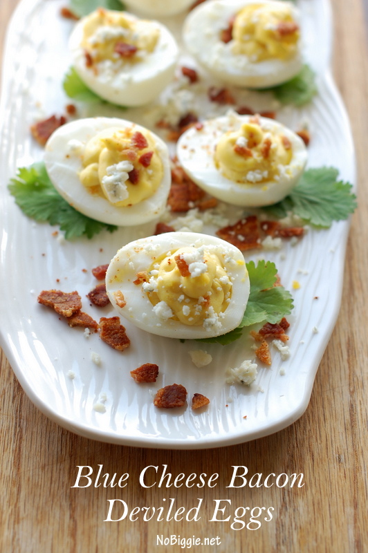 Blue cheese and bacon deviled eggs | 25+ Cheesy Appetizers and Dips