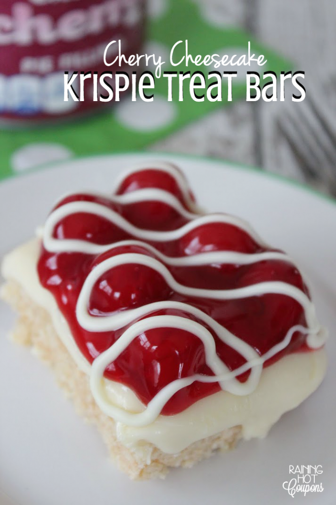 Cherry Cheesecake Krispie Treat Bars | 25+ Rice Krispie Treat Ideas