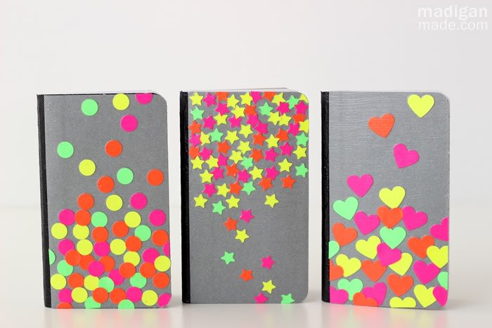 Easy Neon Confetti Notebook Craft | 25+ Neon DIY Projects