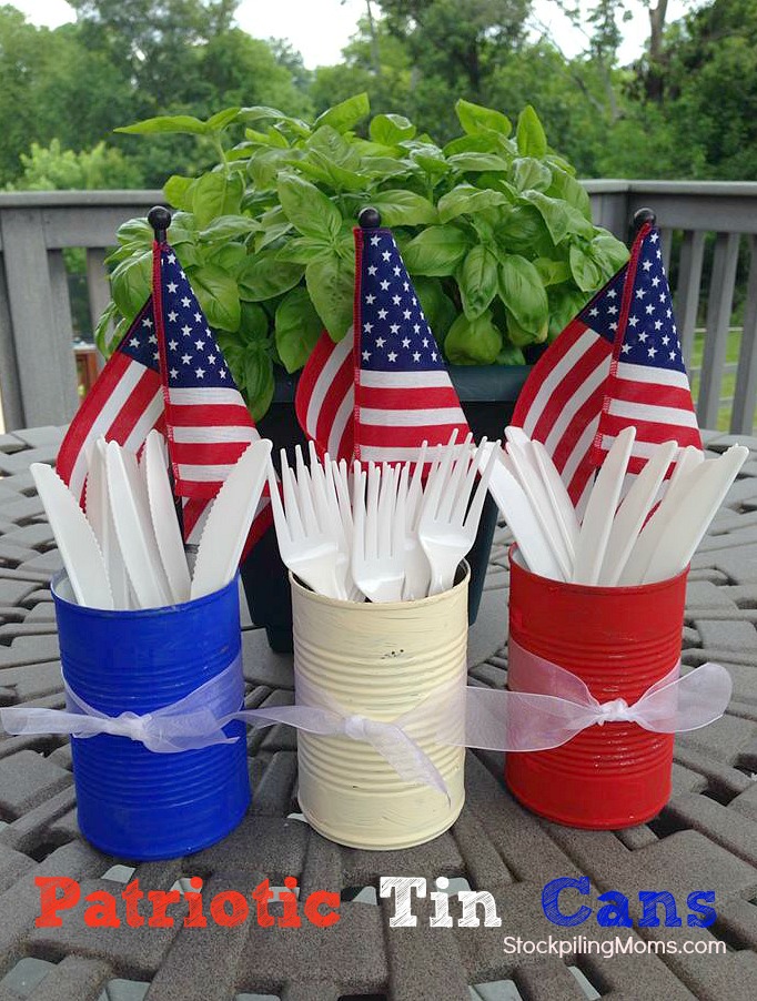 Patriotic Tin Cans | 25+ 4th of July Party Ideas