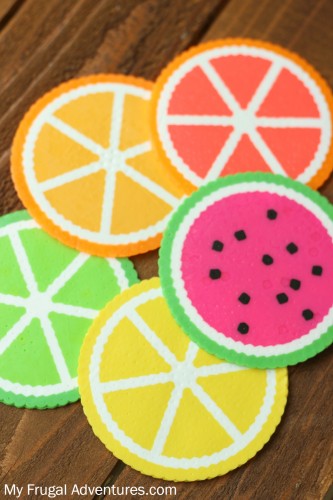 Citrus Perler Bead Coasters Craft | 25+ Summer Crafts for Kids