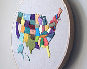 Hand embroidered Map of USA | 25+ map and globe projects