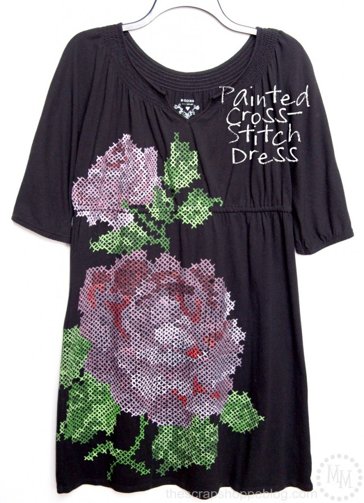 Painted Cross Stitch Dress | 25+ Cross-Stitch Style Craft Ideas