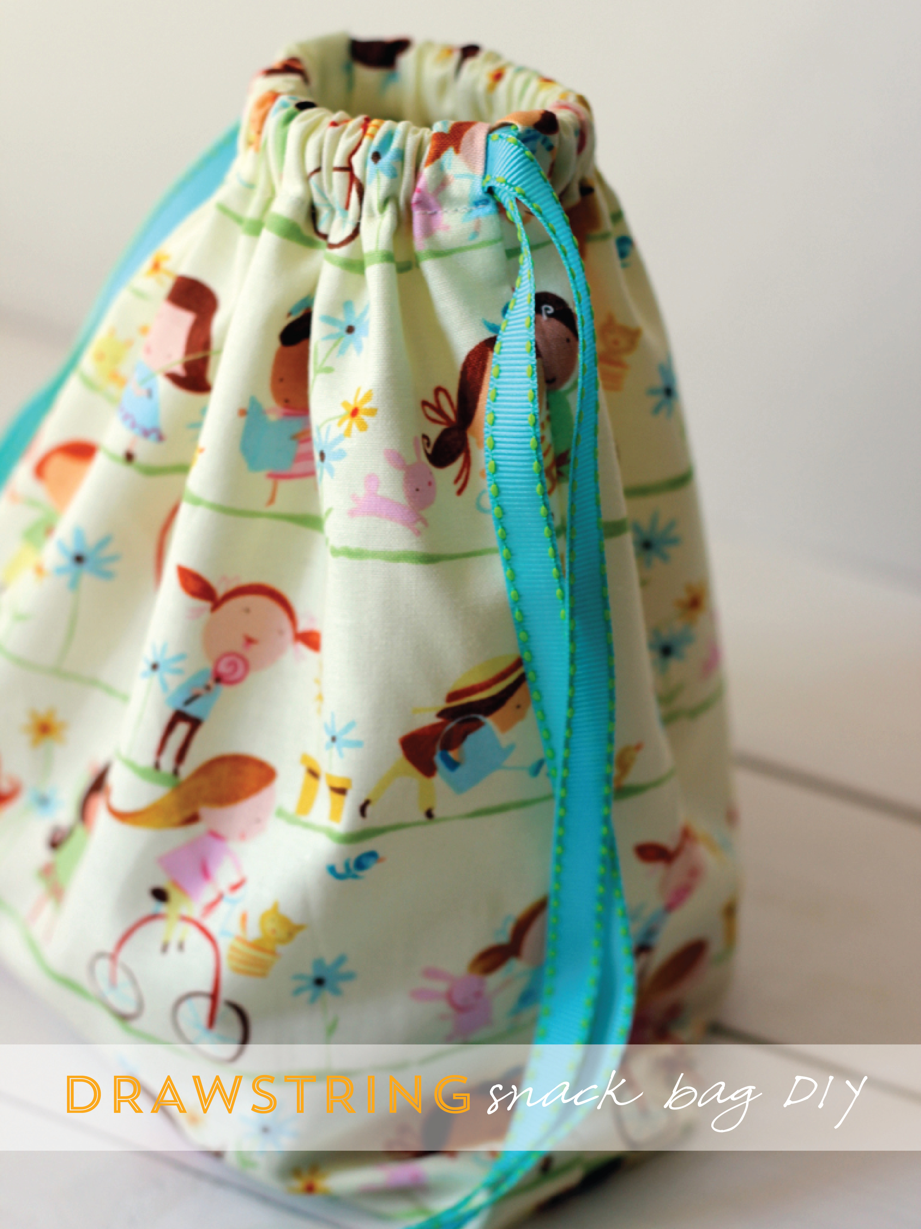 DIY Drawstring Snack Bag | 25+ easy sewing projects