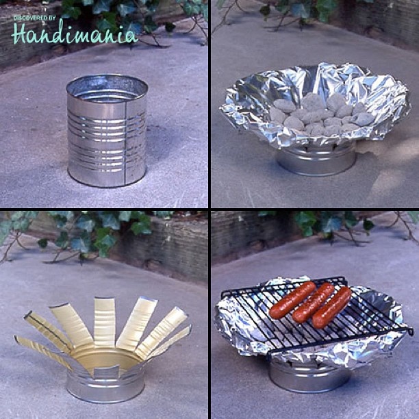 DIY tin can grill for camping