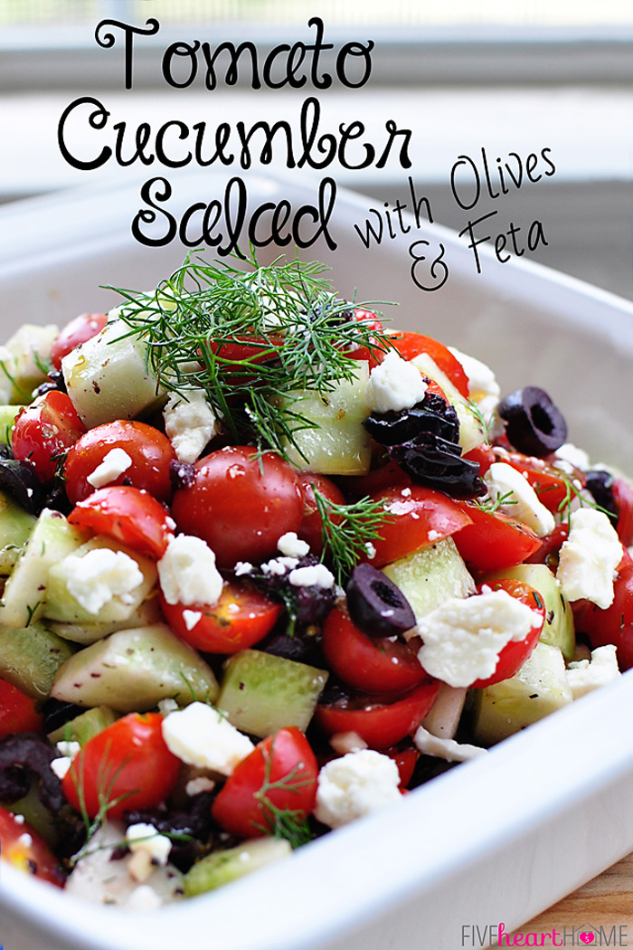 Tomato Cucumber Salad with Olives and Feta | 25+ fresh tomato recipes