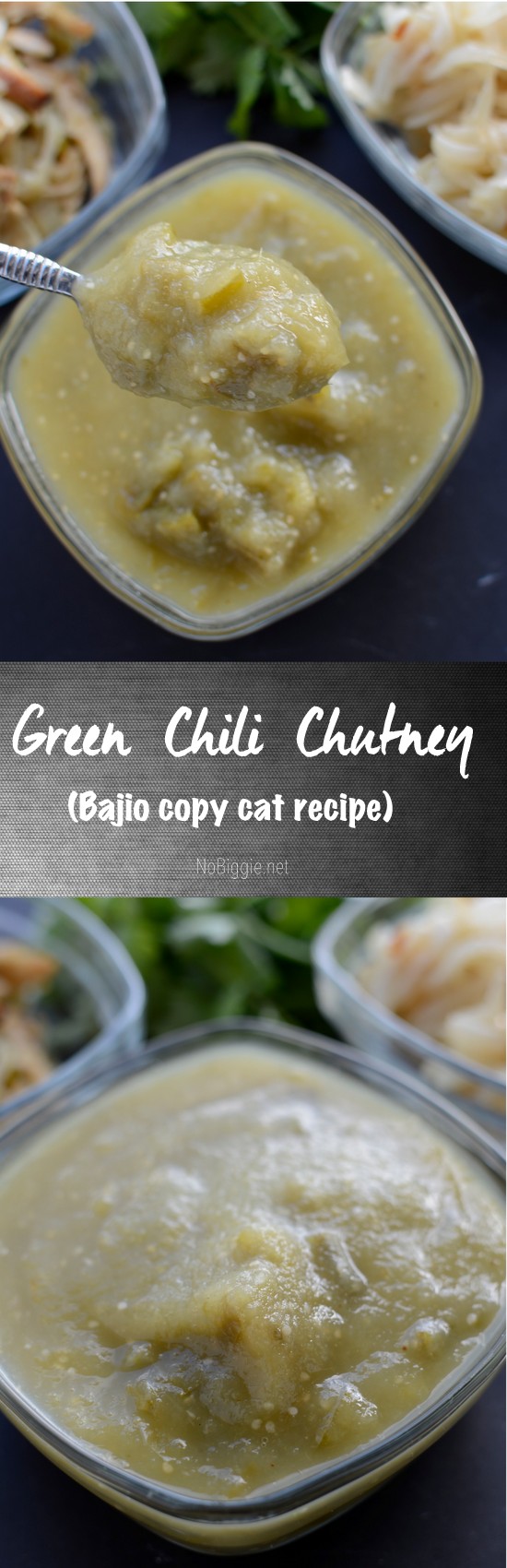Bajio's green chicken chile chutney (copycat recipe) - to be used in the green chile chicken salad | NoBiggie.net