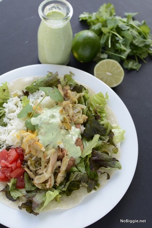Bajio's green chicken chili salad with creamy cilantro lime dressing | NoBiggie.net