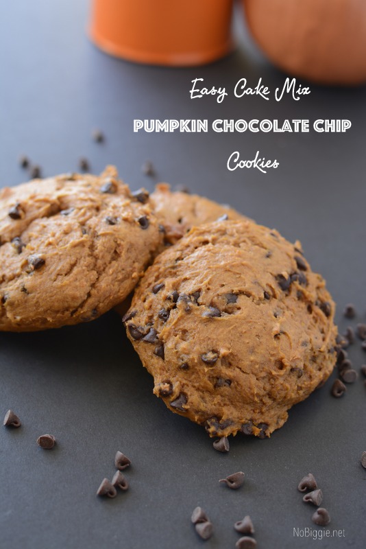 Easy cake mix pumpkin chocolate chip cookies - so easy | recipe on NoBiggie.net