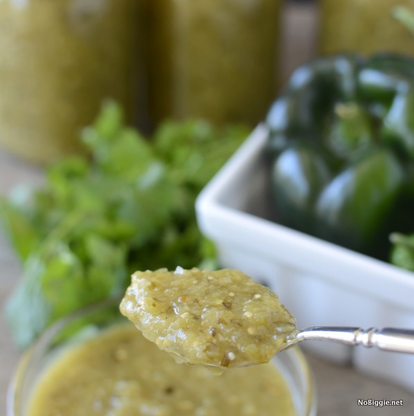 Homemade roasted green enchilada sauce - this recipe is amazing | NoBiggie.net