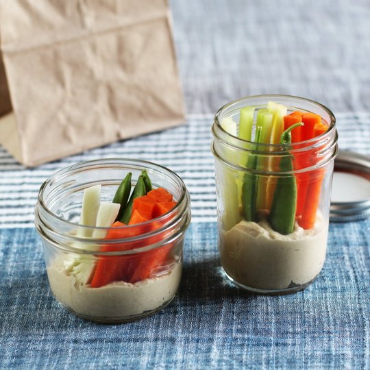 Pack Veggies and dip together in a jar | 25+ Mason Jar Eats