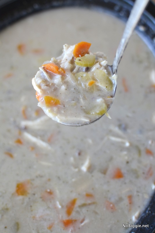 creamy crockpot chicken and wild rice soup recipe - this soup is so good! | NoBiggie.net