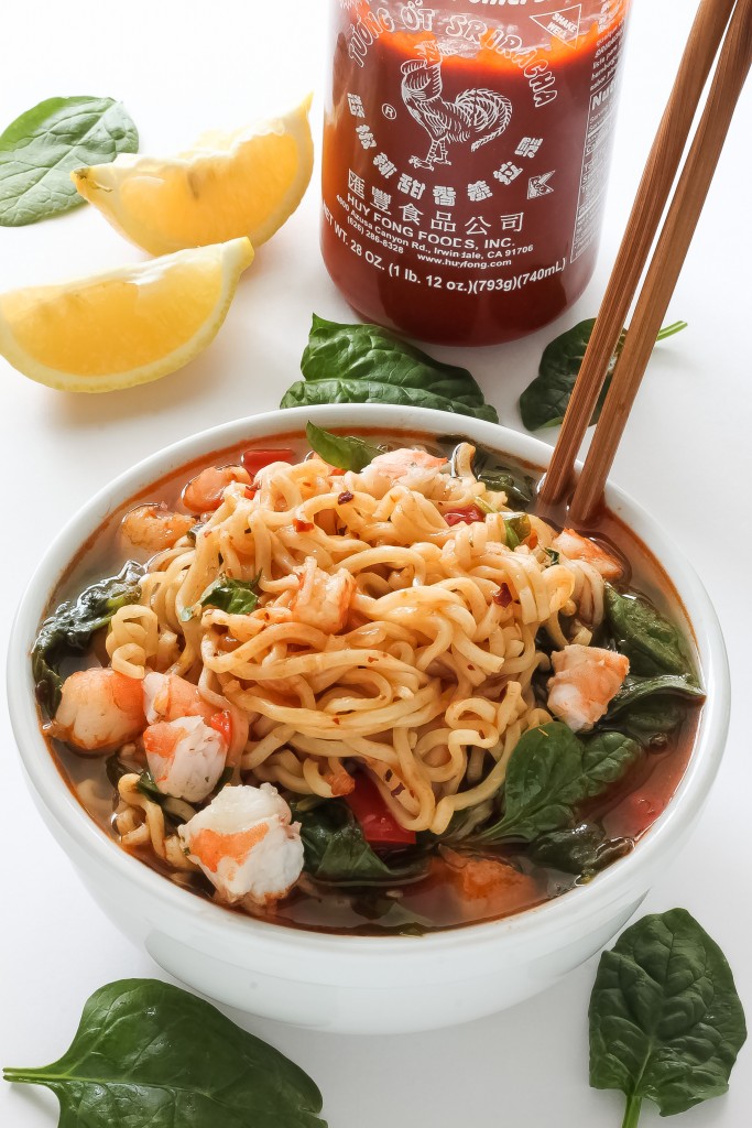20 Minute Sriracha Shrimp Ramen | 25+ Ramen Noodle Recipes