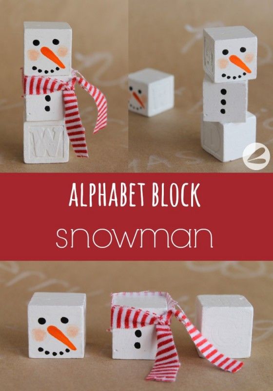 Alphabet block snowman | 25+ snowman crafts and fun food ideas