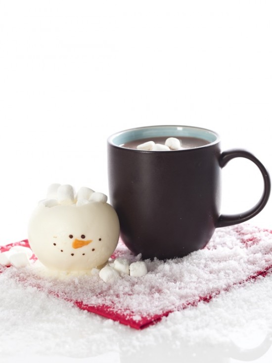 Chocolate snowman bowls | 25+ snowman crafts and fun food ideas