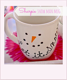 DIY sharpie snowman mug | 25+ snowman crafts and fun food ideas