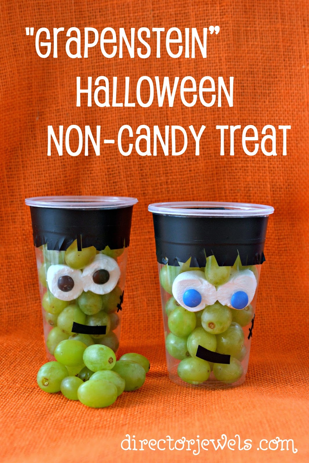 Grape-n-Stein Healthy Non-Candy Halloween Treat Idea | 25+ Halloween Party Food Ideas