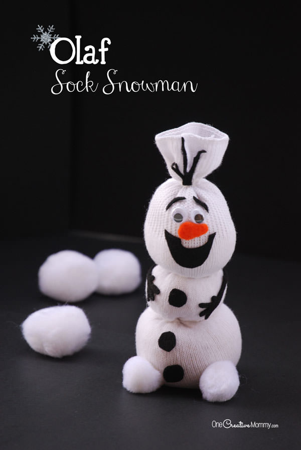 Olaf sock snowman | 25+ snowman crafts and fun food ideas