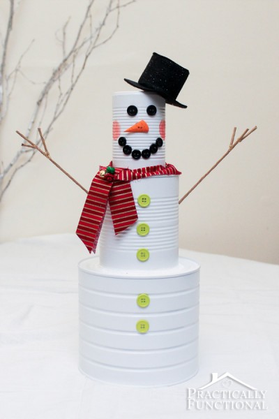 Tin can snowman | 25+ snowman crafts and fun food ideas